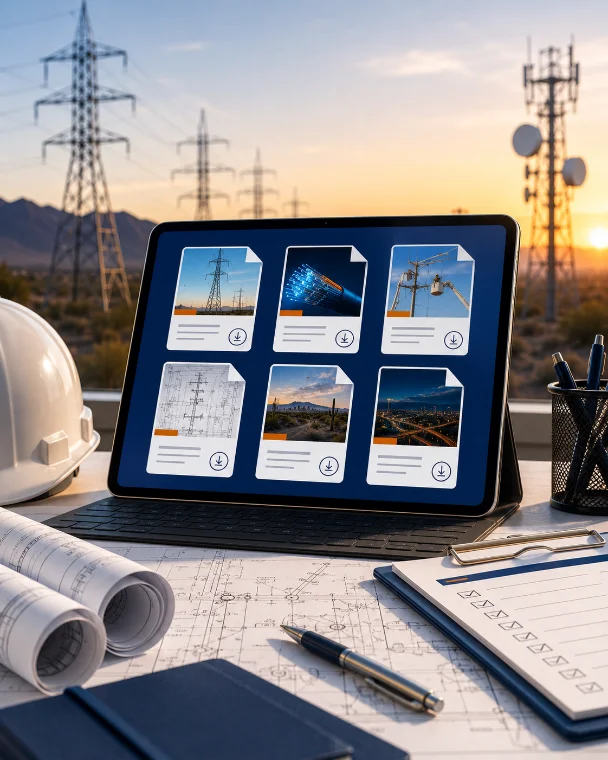 ARUSI engineer reviewing transmission line plans in Phoenix, Arizona
